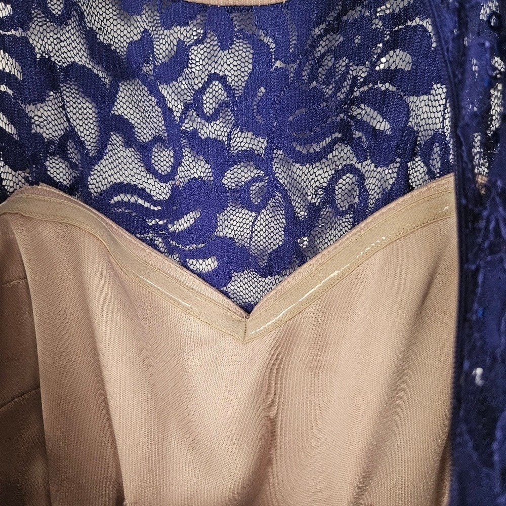 Royal Blue Lace Sequin Halter Neck Fit‎ Flare Dress Party Occasion size 3/4 - Picture 8 of 13